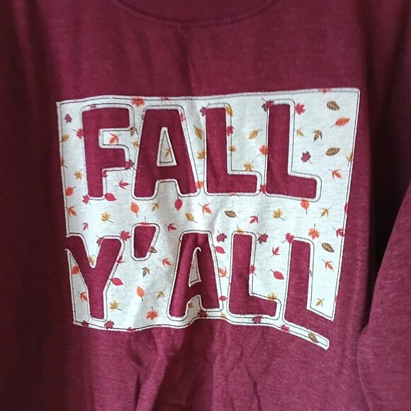 Sable Sky 2X “Fall Y’all” Graphic Sweatshirt Red Long Sleeve Plus Size - Picture 2 of 3
